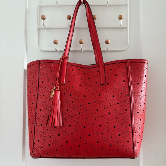 Cole Haan red leather large Natalie tote bag - Picture 1 of 3